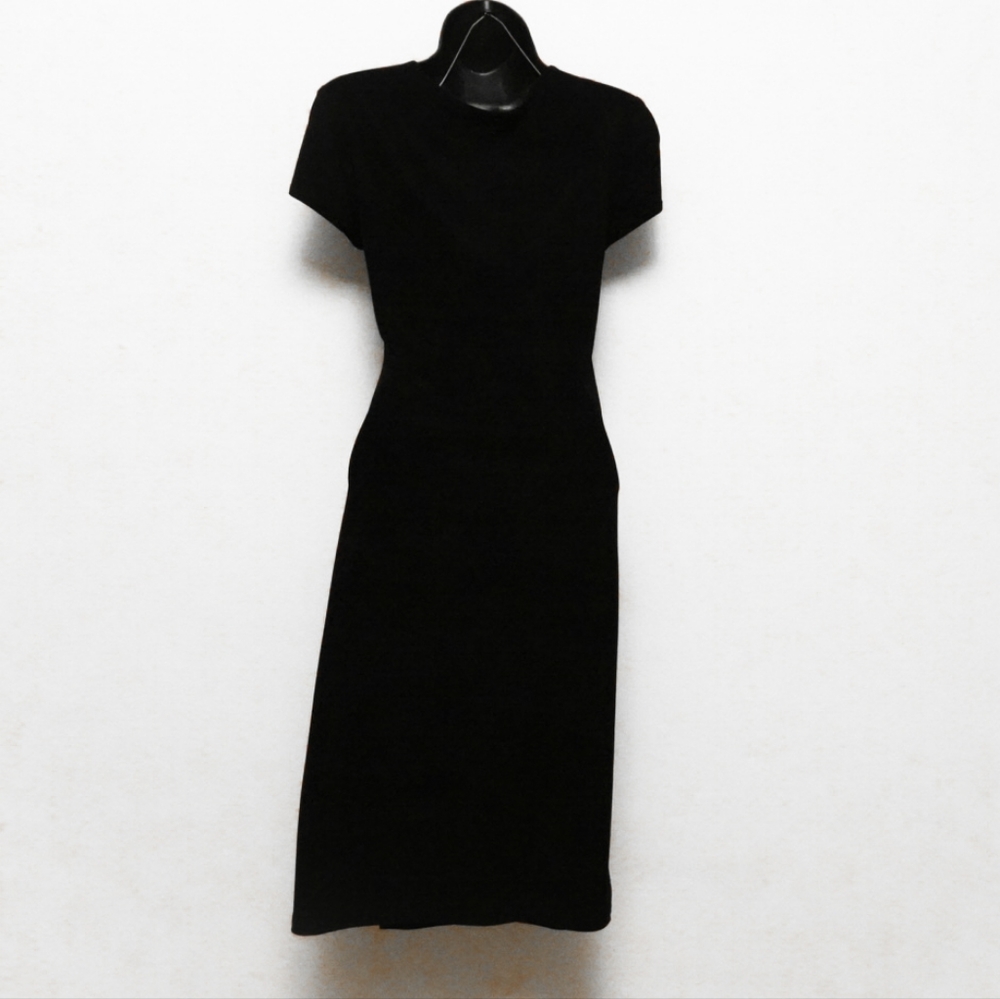 JOSEPH RIBKOFF Black Short Sleeve Surplice Front Dress with Silver Ring … - Picture 2 of 4